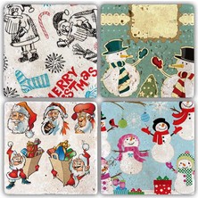 Oscar Stone Decor Bardak Altlığı Yılbaşı 4'lü Set