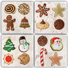 Oscar Stone Decor Bardak Altlığı Yılbaşı 4'lü Set