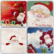 Oscar Stone Decor Bardak Altlığı Yılbaşı 4'lü Set