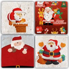 Oscar Stone Decor Bardak Altlığı Yılbaşı 4'lü Set