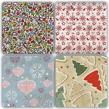 Oscar Stone Decor Bardak Altlığı Yılbaşı 4'lü Set