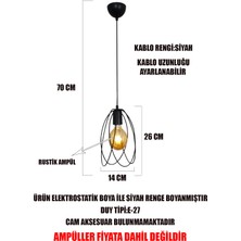Taşcan Aydınlatma Sira Telli Tekli Siyah Sarkıt Avize Camsız