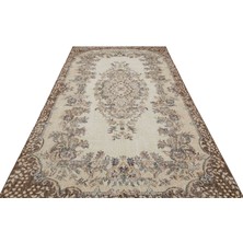 Sempati Halı Naturel El Dokuma Halı Bej-Kahve Eskitme Vintage Halı 1778