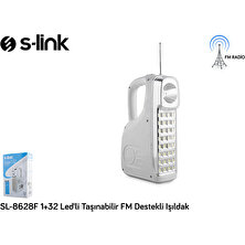 S-Link Sl-8628F 1+32 Led Li Taşınabilir Fm Destekli Işıldak