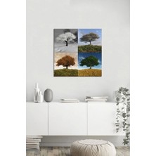 Tablosan  Dört Mevsim Ağaçlar Dekoratif Kanvas Tablo