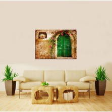 Tablosan  Çiçekli Yeşil Kapı Fotoğraf Kanvas Tablo
