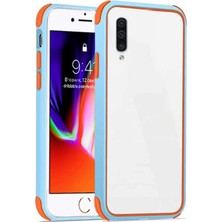 CoverZone Samsung Galaxy A10S SMT-100 Kılıf Smooth Kenarları Renkli Mat Silikon Mavi Turuncu