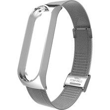 Gpack Xiaomi Mi Band 4 Hasır Metal Kordon Gümüş