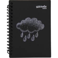 My Note Black Spiralli A6 60 Siyah Yaprak Çizgisiz Defter Bulut Desen