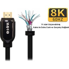 S-link SL-H8K01 HDMI 1.5m 8K 60Hz 4K 120Hz Ultra HDR 2.1V 7680P Metal Kılıflı Kablo