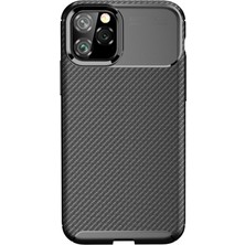 Microcase Apple iPhone 11 Pro Max Maxy Serisi Carbon Fiber Silikon Tpu Kılıf - Siyah