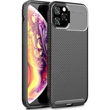 Microcase Apple iPhone 11 Pro Max Maxy Serisi Carbon Fiber Silikon Tpu Kılıf - Siyah