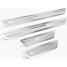 Tual Hyundai Logolu Gümüş Kapı Eşiği, Kapı Karşılama 4'lü Set