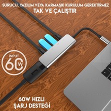 Ally AL-31547 USB Type-C to 5 in 1  HDTV 2 x USB + 2 x  PD HUB Adaptör Çoklayıcı