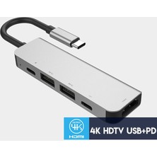 Ally AL-31547 USB Type-C to 5 in 1  HDTV 2 x USB + 2 x  PD HUB Adaptör Çoklayıcı