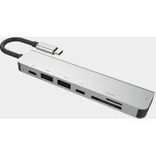 Ally AL-31550 USB Type-C to 7 in 1 HDTV 2 x USB + PD SD&TF Okuyucu HUB Adaptör Çoklayıcı