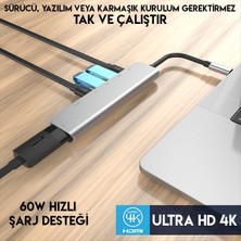 Ally AL-31550 USB Type-C to 7 in 1 HDTV 2 x USB + PD SD&TF Okuyucu HUB Adaptör Çoklayıcı