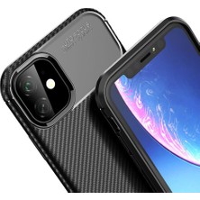 Microcase Apple iPhone 11 Maxy Serisi Carbon Fiber Silikon Tpu Kılıf - Siyah