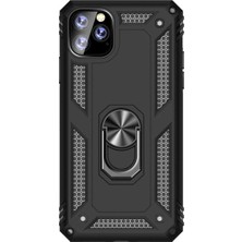 Microcase Apple iPhone 11 Pro Max Anka Serisi Yüzük Standlı Armor Kılıf - Siyah