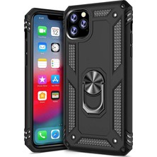 Microcase Apple iPhone 11 Pro Max Anka Serisi Yüzük Standlı Armor Kılıf - Siyah