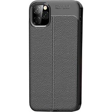 Microcase Apple iPhone 11 Pro Max Leather Tpu Silikon Kılıf - Siyah