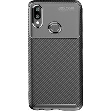 Microcase Samsung Galaxy A10s Maxy Serisi Carbon Fiber Silikon Tpu Kılıf - Siyah