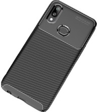 Microcase Samsung Galaxy A10s Maxy Serisi Carbon Fiber Silikon Tpu Kılıf - Siyah