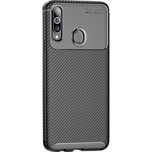 Microcase Samsung Galaxy A20s Maxy Serisi Carbon Fiber Silikon Tpu Kılıf - Siyah