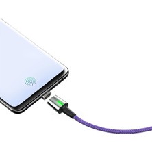 Baseus CALXC-A05 Zinc Magnetic USB Kablo Şarj iPhone Uyumlu Lightning Başlık 2.4A 1 m - Mor