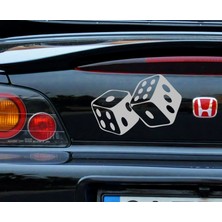 Freya Melek - Şanslı Zar Araba Sticker 20 X 14 cm Metalik Gri