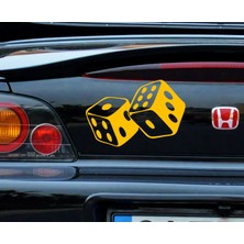 Freya Melek - Şanslı Zar Araba Sticker 25 X 17 cm Sarı