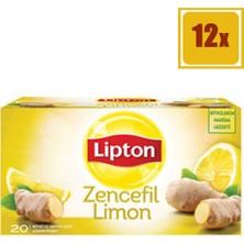 Lipton Bardak Poşet Bitki ve Meyve Çayı Zencefil Limon 20'li 12'li Set