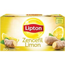 Lipton Bardak Poşet Bitki ve Meyve Çayı Zencefil Limon 20'li 12'li Set