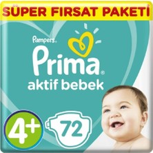 Prima Aktif Bebek Süper Fırsat 4+ Beden Maxi Plus 72  x  2'li Set