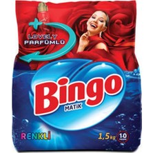 Bingo Matik Renkli Toz Çamaşır Deterjanı Lovely Color 1,5 kg 10'lu Set