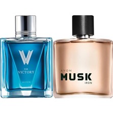 Avon V For Victory 75 ml Erkek Edt+Avon Musk Iron 75 ml Erkek Edt