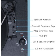 Record Master Retro Pikap T310CH - Şarj Özellikli - Turkuaz Mavi