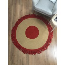 Milda Jüt Hasırlı El Örgüsü Kilim 24 Yuvarlak Kırmızı