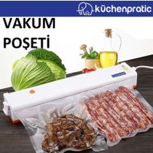 Küchen Pratic Tırtıklı Vakum Poşeti 25 Adet - Desenli Vakum Naylonu 17X25