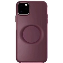 Coverzone Apple iPhone 11 Pro Kılıf Antişok Parmak Tutucu Standlı Kapak Bordo