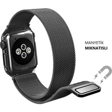 Schulzz Apple Watch Uyumlu Seri 3/4/5 Premium Metal Milano Kordon 38-40 mm - Siyah