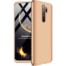 Case 4U Xiaomi Redmi Note 8 Pro Kılıf 3 Parçalı Tam Koruma Sert Mika Ays Kapak Altın