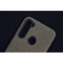 Case 4U Xiaomi Redmi Note 8 Kılıf Çift Katmanlı Simli Shining Sert Silikon Arka Kapak Siyah