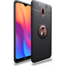 Case 4U Xiaomi Redmi 8A Kılıf Autofocus Shockprof Ravel Yüzüklü Standlı Slikon Kapak Siyah Rose Gold