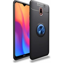 Case 4U Xiaomi Redmi 8A Kılıf Autofocus Shockprof Ravel Yüzüklü Standlı Slikon Kapak Siyah Mavi