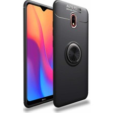 Case 4U Xiaomi Redmi 8A Kılıf Autofocus Shockprof Ravel Yüzüklü Standlı Slikon Kapak Siyah