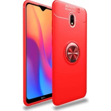 Case 4U Xiaomi Redmi 8A Kılıf Autofocus Shockprof Ravel Yüzüklü Standlı Slikon Kapak Kırmızı