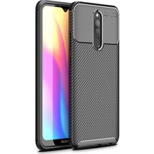 Case 4U Xiaomi Redmi 8 / 8A Kılıf Rugged Armor Karbon Desenli Lüx Negro Silikon Arka Kapak Siyah