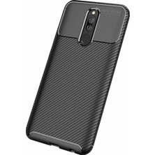 Case 4U Xiaomi Redmi 8 / 8A Kılıf Rugged Armor Karbon Desenli Lüx Negro Silikon Arka Kapak Siyah