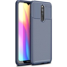 Case 4U Xiaomi Redmi 8 / 8A Kılıf Rugged Armor Karbon Desenli Lüx Negro Silikon Arka Kapak Lacivert